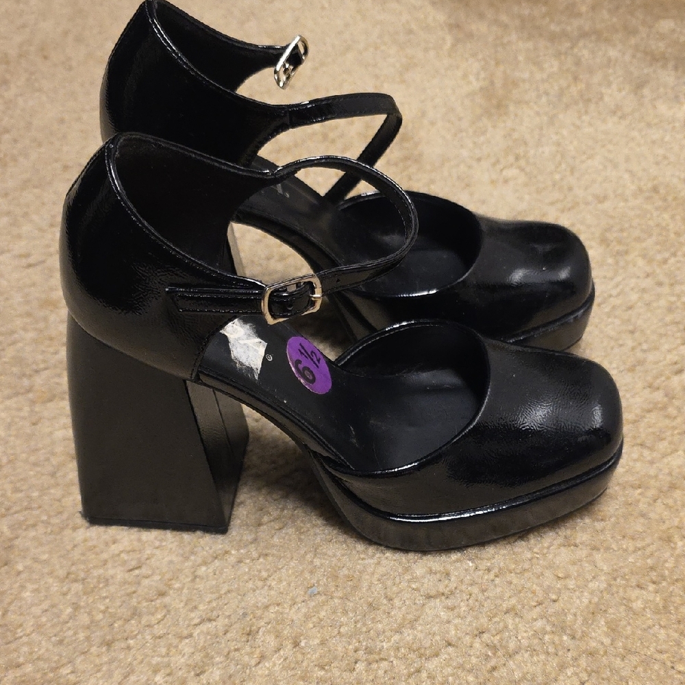 Soda Black Platform Mary Jane Shoes